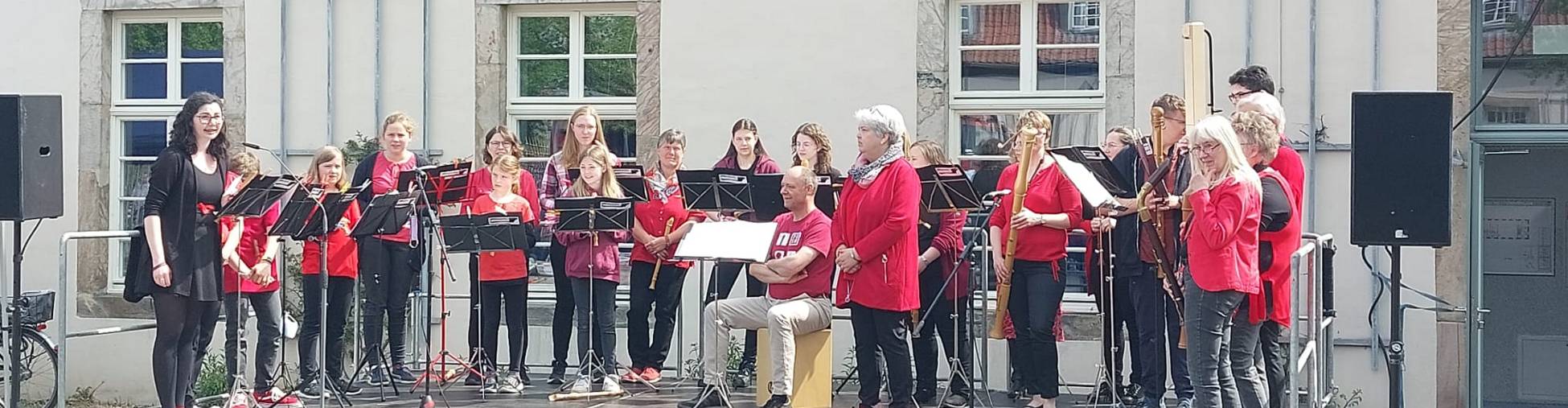 Endlich wieder auf der Bühne! Windkanal beim Auftritt auf der Ehrenamtsmesse.